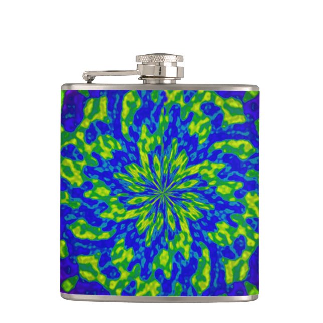 Flower and Swirls Mandala Hip Flask (Front)