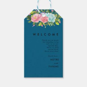 Flower and white Leaf Wedding Welcome Gift Tags