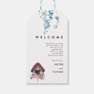 Flower and white Leaf Wedding Welcome Gift Tags