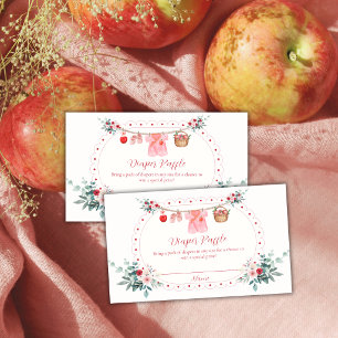 Flower Apple Clothesline Diaper Raffle Baby Shower Enclosure Card