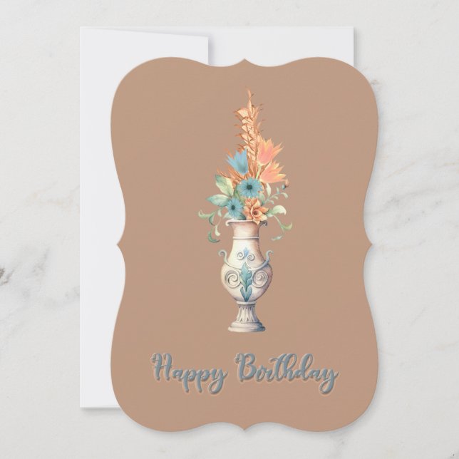 Flower Arrangement Birthday Flat Card (Front)