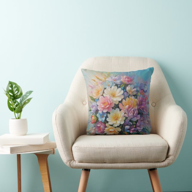 Flower Arrangement Painted Cushion (Chair)