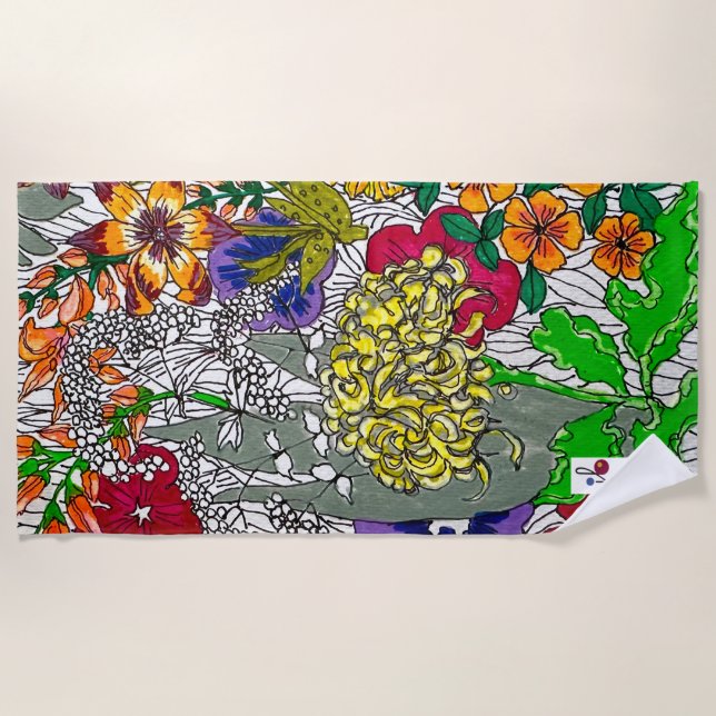 Flower Arranging Beach Towel (Front)