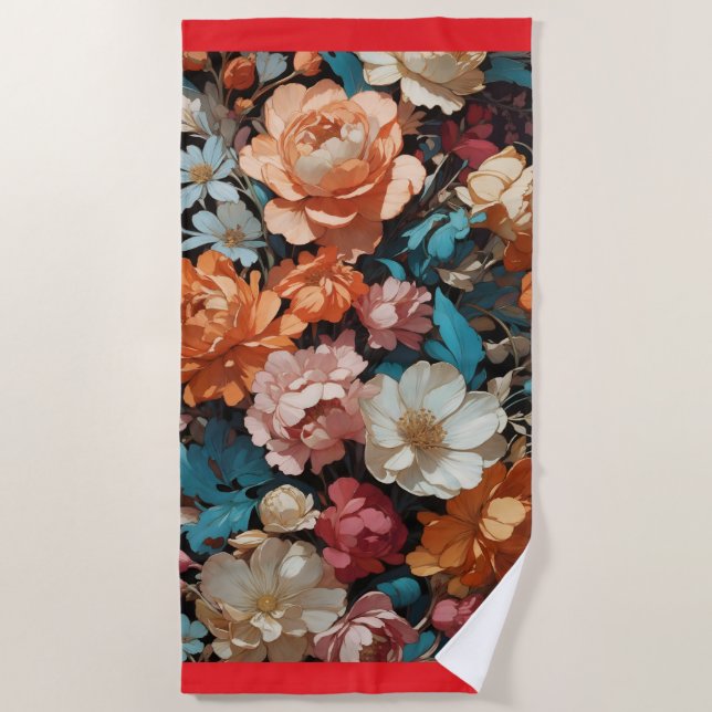 Flower Art Beach Towel (Front)