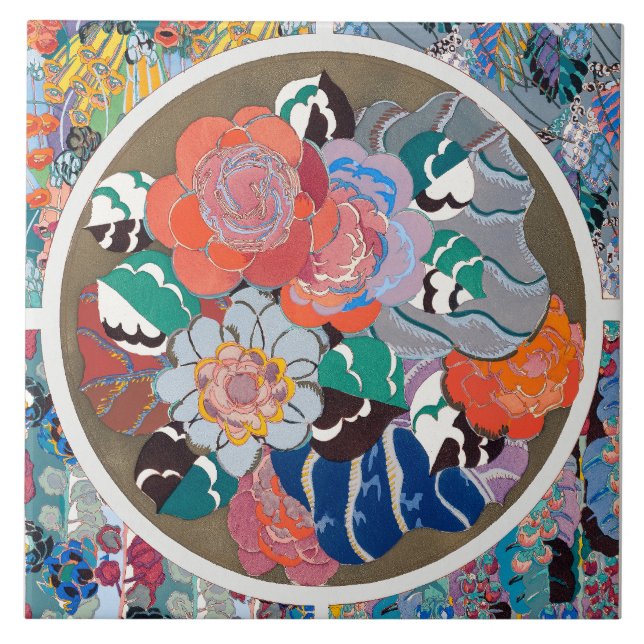 Flower Art Deco Ceramic Tile (Front)