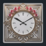 Flower Art Deco Square Wall Clock<br><div class="desc">Great clock design. You will love it like others. Be free to use this design for other product you like or to customise and add your text. Follow me for more. Thank you. Have a nice day.</div>