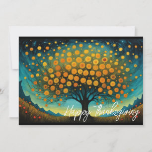 Flower Art Fall Tree Holiday Thanksgiving Card