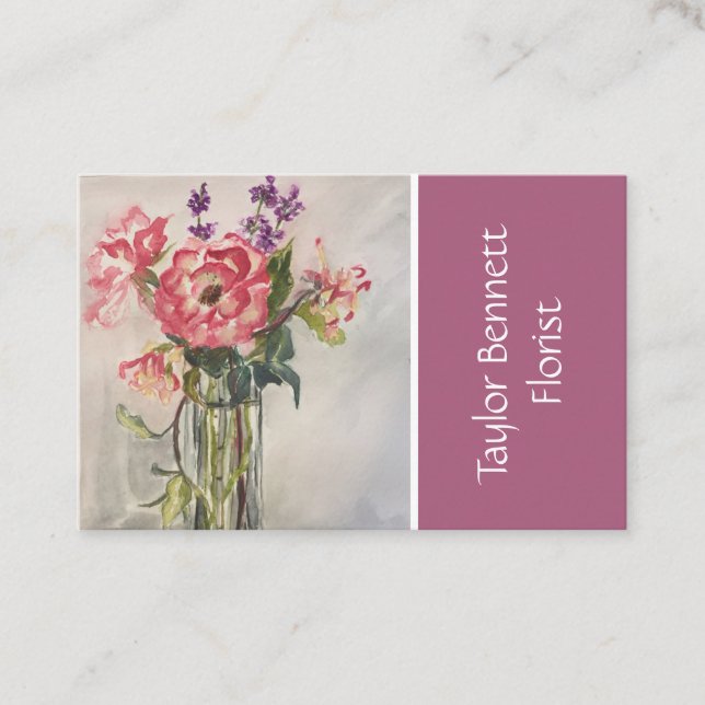 Flower Art, Flower Arranging, Care workers, Floral Business Card (Front)