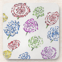 Flower Art Hard Plastic Coaster