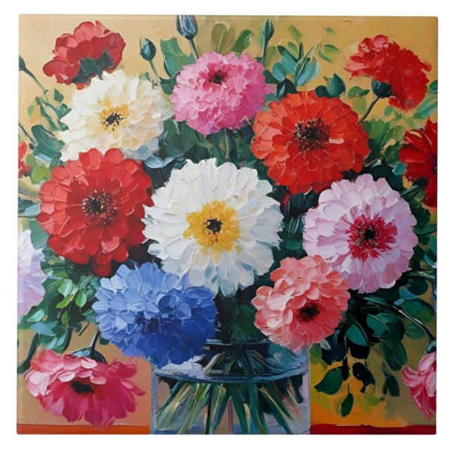 Flower Art Print Ceramic Tile (Front)