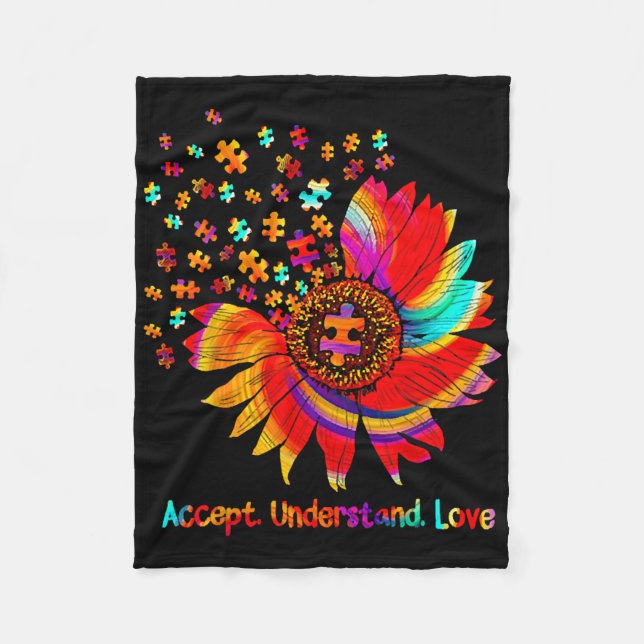 Flower Asd Accept Understand Love  Fleece Blanket (Front)