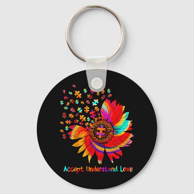 Flower Asd Accept Understand Love  Key Ring (Front)