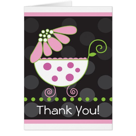 Flower Baby Carriage Thank You Card