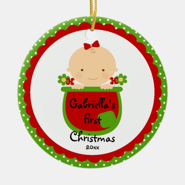 Flower Baby Girl Baby's First Christmas Ornament (Front)