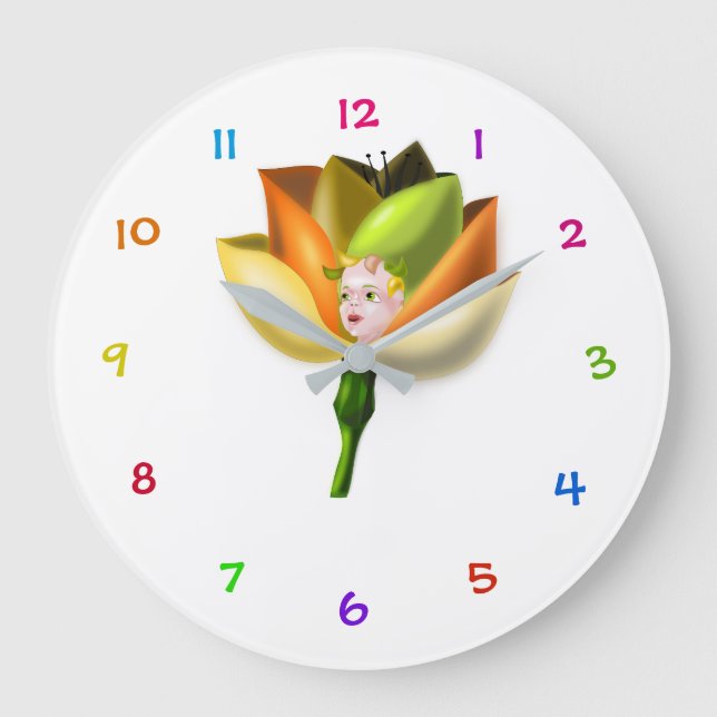 Flower Baby Large Clock (Front)