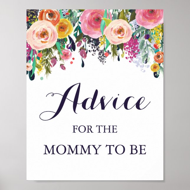 Flower Baby Shower Advice for the Mummy Sign (Front)