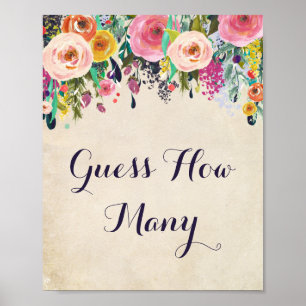 Flower Baby Shower Guess How Many Game Sign