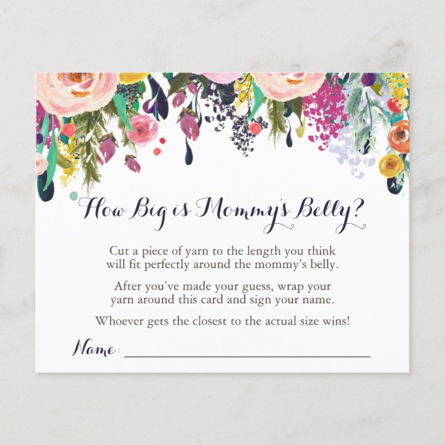 Flower Baby Shower How Big is Mummy's Belly Game (Front)