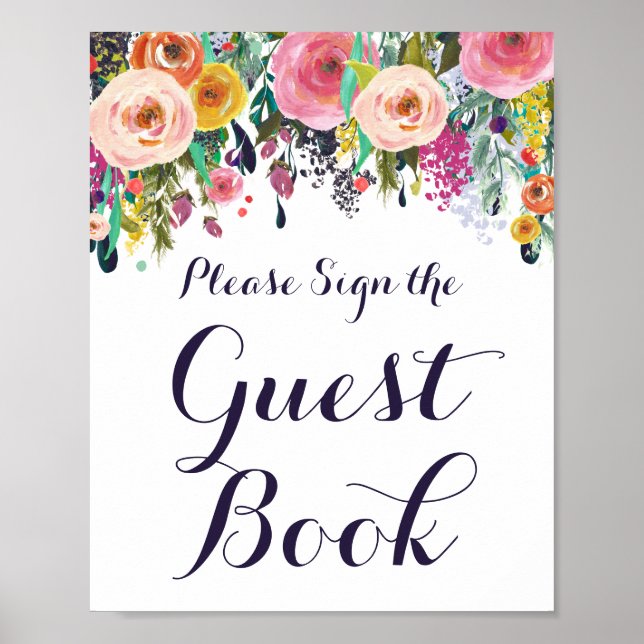 Flower Baby Shower Sign the Guest Book Sign (Front)