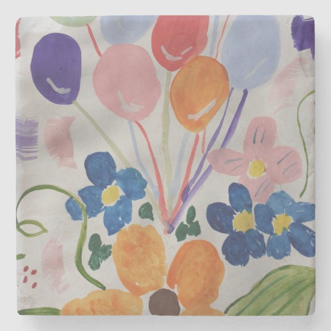 Flower & Balloons  Stone Coaster (Front)