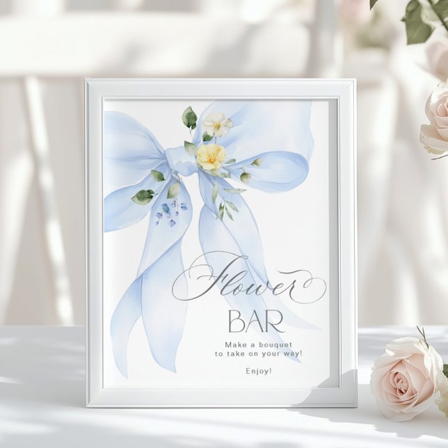 Flower Bar Blue Bow Floral Bloom Bar Poster (Creator Uploaded)