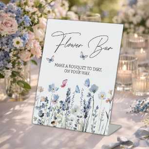 Flower Bar Bluebell Wildflowers Bridal Shower Pedestal Sign