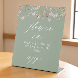 Flower Bar Boho Wildflower Bridal Shower  Pedestal Sign