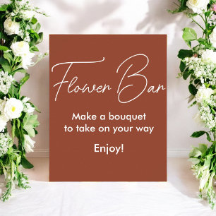 Flower Bar Brown White Bridal Shower Poster