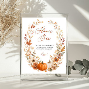 Flower Bar Fall Floral Pumpkin Bridal Sign
