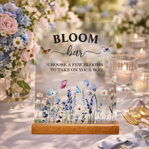 Flower Bar or Bloom Bar Bluebell Bridal Shower Acrylic Sign