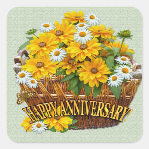 Flower Basket  ~ Anniversary Sticker