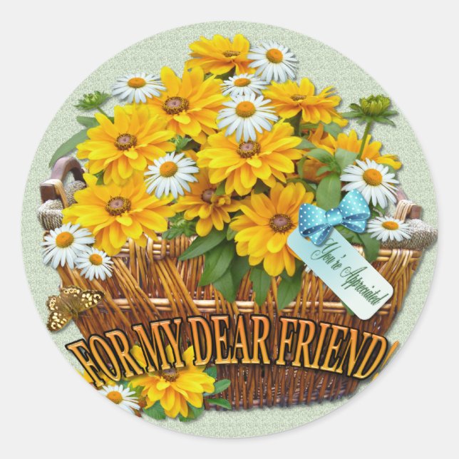 Flower Basket  ~ Round Sticker (Front)