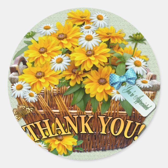 Flower Basket  ~ Round Sticker (Front)