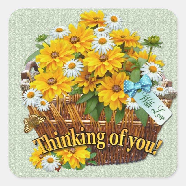 Flower Basket Square Sticker (Front)