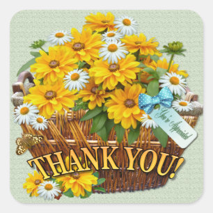 Flower Basket  ~ Thank You Sticker