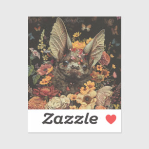 Flower Bat in Black Sticker