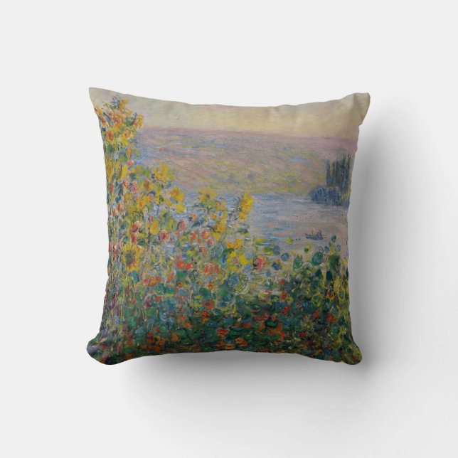 Flower Beds at Vétheuil - Claude Monet Cushion (Front)