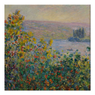 Flower Beds at Vétheuil - Claude Monet Poster