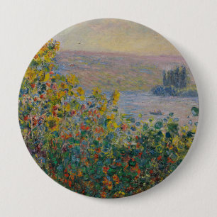 Flower Beds at Vétheuil, Impressionist Landscape 10 Cm Round Badge