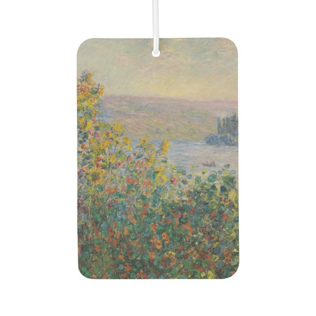 Flower Beds at Vétheuil, Impressionist Landscape Car Air Freshener (Front)