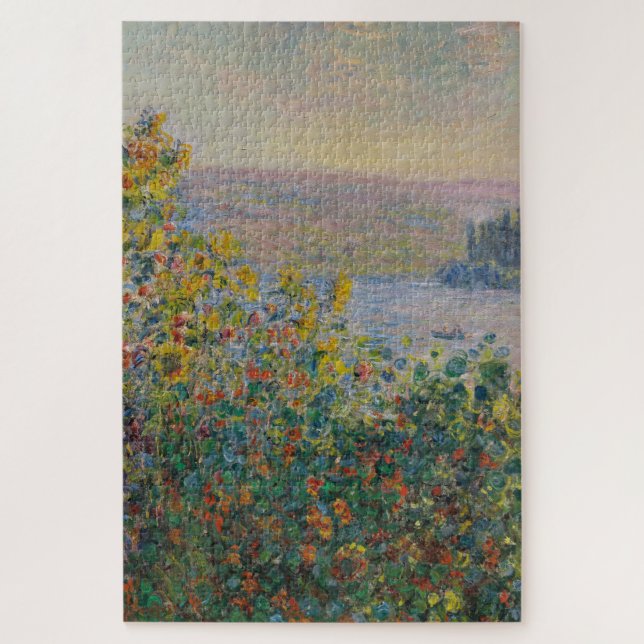 Flower Beds at Vétheuil, Impressionist Landscape Jigsaw Puzzle (Vertical)