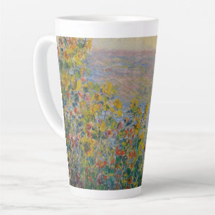 Flower Beds at Vétheuil, Impressionist Landscape Latte Mug