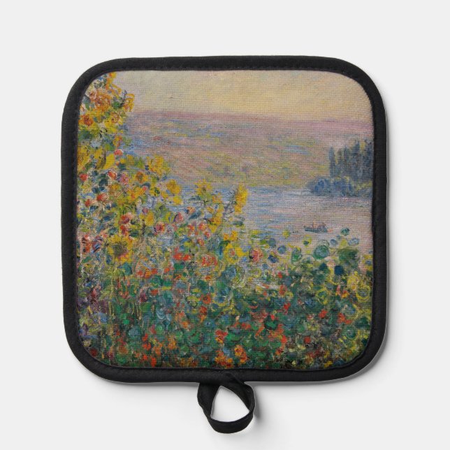 Flower Beds at Vétheuil, Impressionist Landscape Pot Holder (Front)