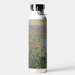 Flower Beds at Vétheuil, Impressionist Landscape Water Bottle