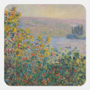 Flower Beds at Vétheuil Monet Square Sticker