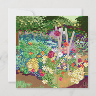 Flower beds cottage garden art prjnt card