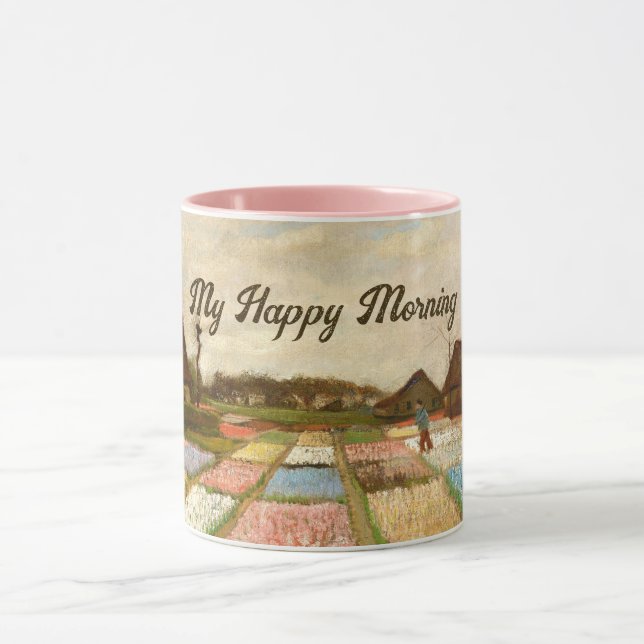 Flower Beds in Holland by Van Gogh, Happy Morning Mug (Center)
