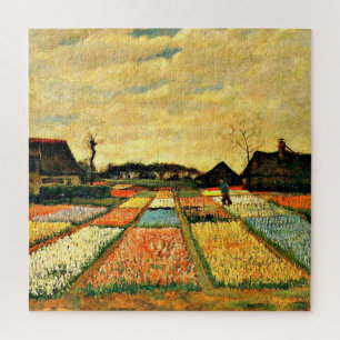 Flower Beds in Holland, fine art painting Jigsaw Puzzle