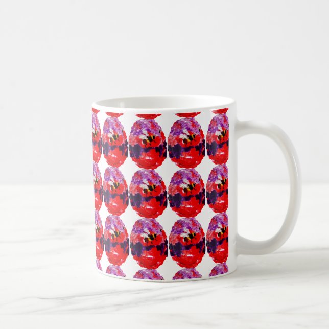 Flower Bee Bugs Retro Pattern Coffee Mug (Right)