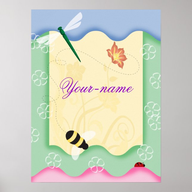 Flower Bee Personalised Poster (Front)